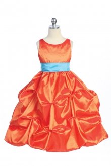 Orange Taffeta Pick Up Flower Girl Dress with Sash Orange Taffeta Pick Up Flower Girl Dress with Sash
