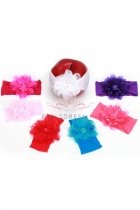 Organza Flower Head Band with Rhinestone Center