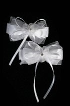 Paired Small Hair Clips with Rhinestone Accents