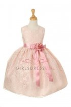 Peach/Rose Elegant Lace Flower Girl Dress