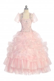 Pink Ball Gown Dress with Crystal Beaded Bodice