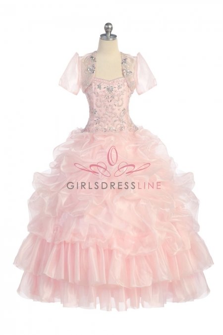 Pink Ball Gown Dress with Crystal Beaded Bodice