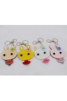 Pink Bunny Keychain with Mirror
