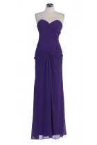 Purple Chiffon Strapless SWeetheart Dropped Waistline Bridesmaid & Prom Dress