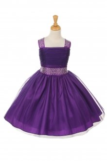 Purple Shinny Studded Dress With Rainbow Rhinestone Flower Girl Dress Purple Shinny Studded Dress With Rainbow Rhinestone Flower Girl Dress