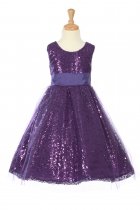 Purple Sleeveless Tulle Sequin Dress