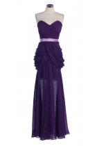 Purple Strapless Sweetheart Spinning Gathered Short Prom Dress with Chiffon Layered Train
