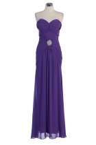 Purple Strapless Sweetheart Twist & Gathered Chiffon Long Bridesmaid & Prom Dress