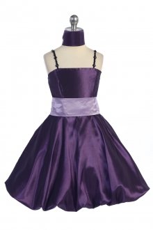 Purple Taffeta Jewel Straps Bubbled Hem Short Flower Girl Dress Purple Taffeta Jewel Straps Bubbled Hem Short Flower Girl Dress