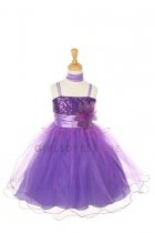Purple/Lilac Two Tone Sequined Mesh Illusion Flower Girl Dress