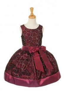 Raspberry Two Tone Taffeta Decorated with Hearts Flower Girl Dress Raspberry Two Tone Taffeta Decorated with Hearts Flower Girl Dress