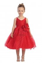 Red Ballerina Flocked Sparkle Skirt Dress