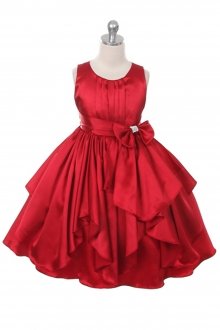 Red Charmeuse Layered Ruffled Flower Girl Dress Red Charmeuse Layered Ruffled Flower Girl Dress