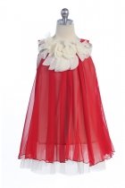 Red Chiffon Short Flower Girl Dress