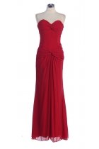Red Chiffon Strapless SWeetheart Dropped Waistline Bridesmaid & Prom Dress