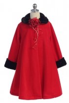 Red Fleece Cape Style Coat