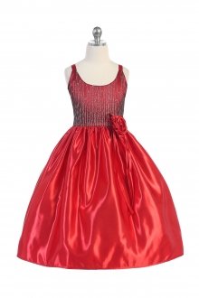Red Rhinestone Satin Flower Girl Dress Red Rhinestone Satin Flower Girl Dress