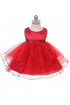 Red Satin and Organza Layered Infant Dress