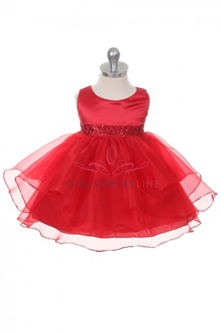 Red Satin and Organza Layered Infant Dress Red Satin and Organza Layered Infant Dress