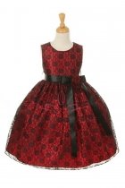Red/Black Elegant Lace Flower Girl Dress