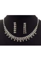 Rhinestone Bead Necklace Earring Set F