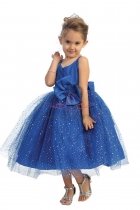 Royal Blue Ballerina Flocked Sparkle Skirt Dress