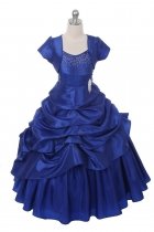 Royal Blue Extravagent Taffeta Pick-Up Dress with Marching Bolero Jacket