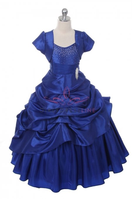 Royal Blue Extra Vagent Taffeta Pick-Up Dress with Bolero Jacket