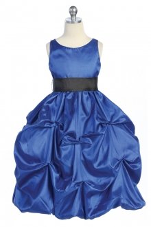 Royal BlueTaffeta Pick Up Flower Girl Dress with Sash Royal BlueTaffeta Pick Up Flower Girl Dress with Sash