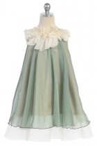 Sage Chiffon Short Flower Girl Dress