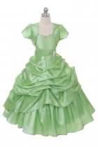 Sage Extravagent Taffeta Pick-Up Dress with Marching Bolero Jacket