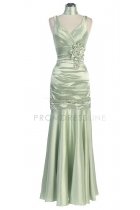 Sage Pleated Bodice with Floral Detail Mermaid Bridesmaid Dress
