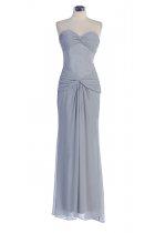 Silver Chiffon Strapless SWeetheart Dropped Waistline Bridesmaid & Prom Dress