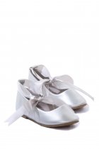 Silver Girls Shoes with Ribbon