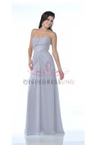 Silver Strapless Sweetheart Twist & Gathered Chiffon Long Bridesmaid & Prom Dress