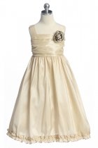 Sleeveless Champagne Taffeta Easter Girl Flower Girl Dress