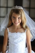 Stunning tiara attached to pencil edge with pencil edge veil.