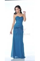 Teal Chiffon Strapless SWeetheart Dropped Waistline Bridesmaid & Prom Dress