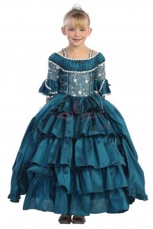 Teal Renasance Style Stunning Poly-Silk Disigner's Quality Dress with Sleelves Teal Renasance Style Stunning Poly-Silk Disigner's Quality Dress with Sleelves