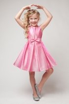 Tinkerbell Pink Two Tone Shimmer Taffeta Flower Girl Dress with Sparkles