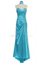 Turq Strapless Sweetheart Pleated Bodice Full Length Bridesmaid Dress