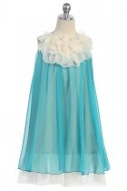 Turquoise Chiffon Short Flower Girl Dress