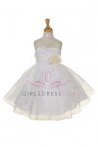 White Asymmetric Layered Ruffle Flower Girl Dress