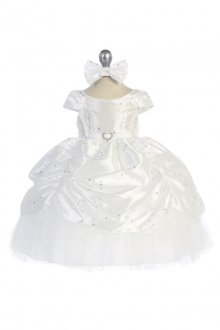 White Baby Cinderella Flower Girl Dress with Cap Sleeves
