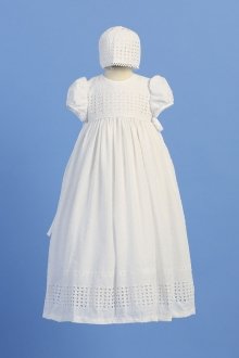 White Cotton and Embroidered Christening Gown