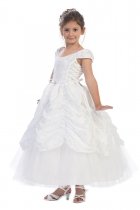 White Embroidered Cinderella Dress with Cap Sleeves