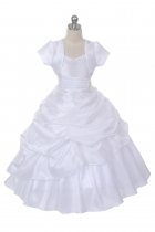White Extravagent Taffeta Pick-Up Dress with Marching Bolero Jacket