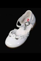 White Flower Detail Flower Girl Shoes