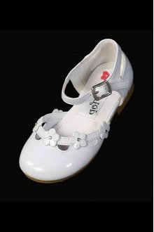 White Flower Detail Flower Girl Shoes