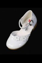 White Flower Detail Flower Girl Shoes